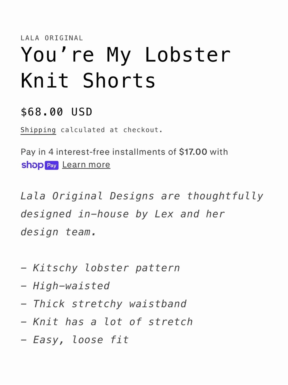 Dressed in LALA You’re my Lobster knit shorts - Picture 9 of 9
